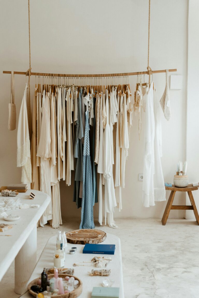 Clothes hanging on a rack